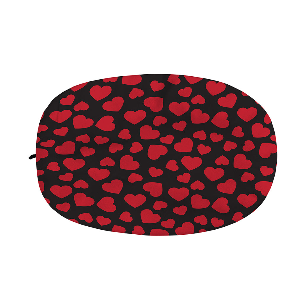 Red And Black Heart Pattern Print Car Side Mirror Covers