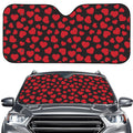 Red And Black Heart Pattern Print Car Windshield Sun Shade