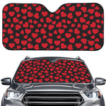 Red And Black Heart Pattern Print Car Windshield Sun Shade