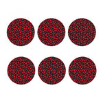 Red And Black Heart Pattern Print Coaster Set