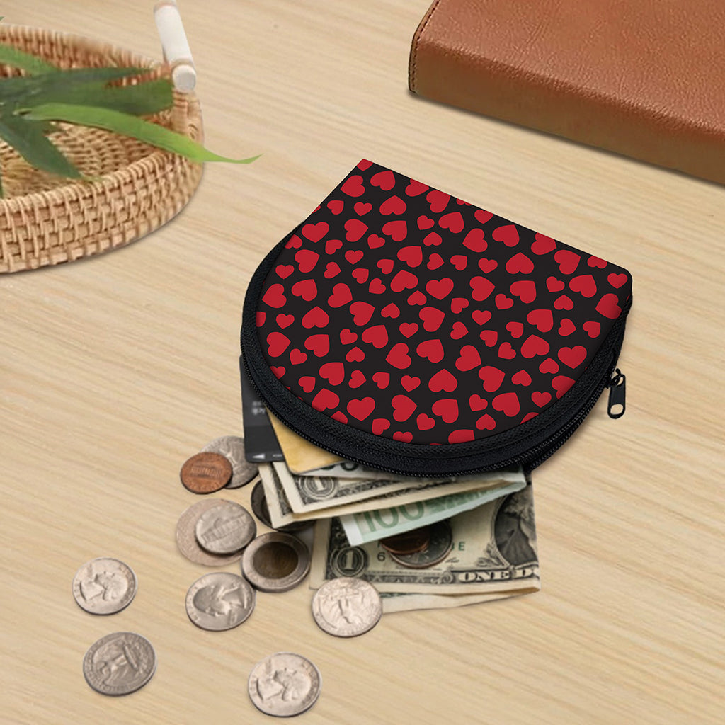 Red And Black Heart Pattern Print Coin Purse