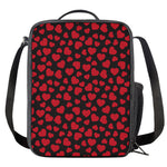 Red And Black Heart Pattern Print Crossbody Lunch Bag
