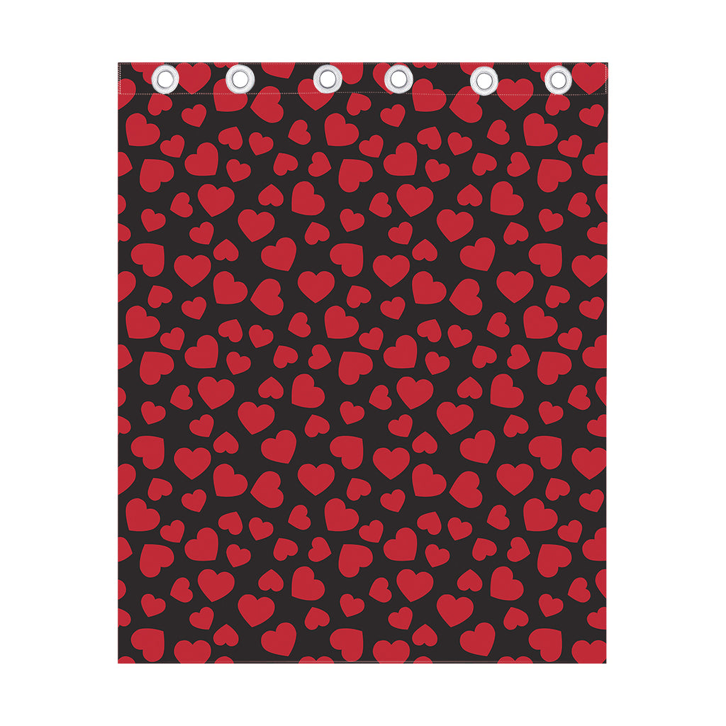 Red And Black Heart Pattern Print Curtain