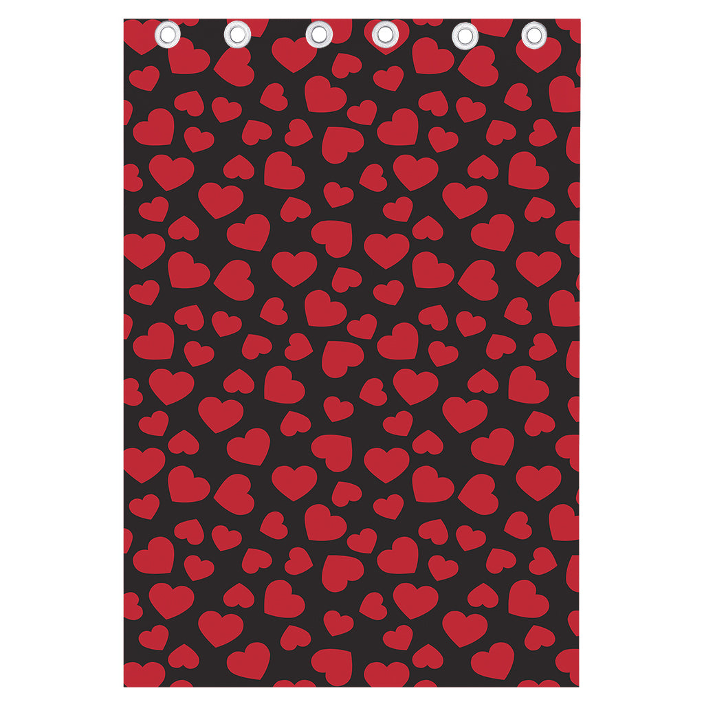 Red And Black Heart Pattern Print Curtain