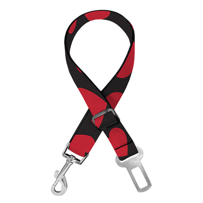 Red And Black Heart Pattern Print Dog Seat Belt