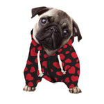 Red And Black Heart Pattern Print Dog Zip Up Hoodie