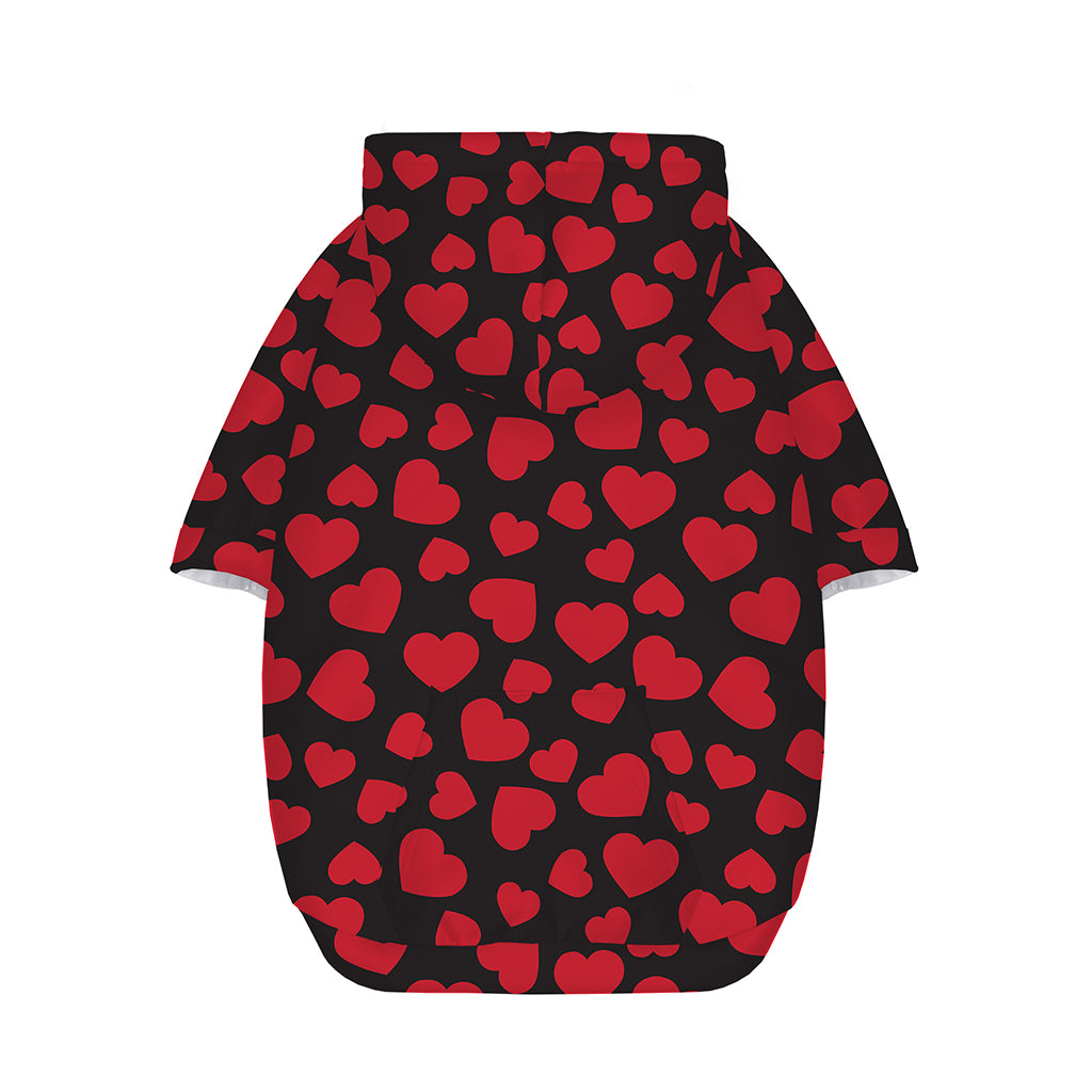Red And Black Heart Pattern Print Dog Zip Up Hoodie