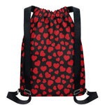 Red And Black Heart Pattern Print Drawstring Backpack