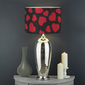 Red And Black Heart Pattern Print Drum Lamp Shade