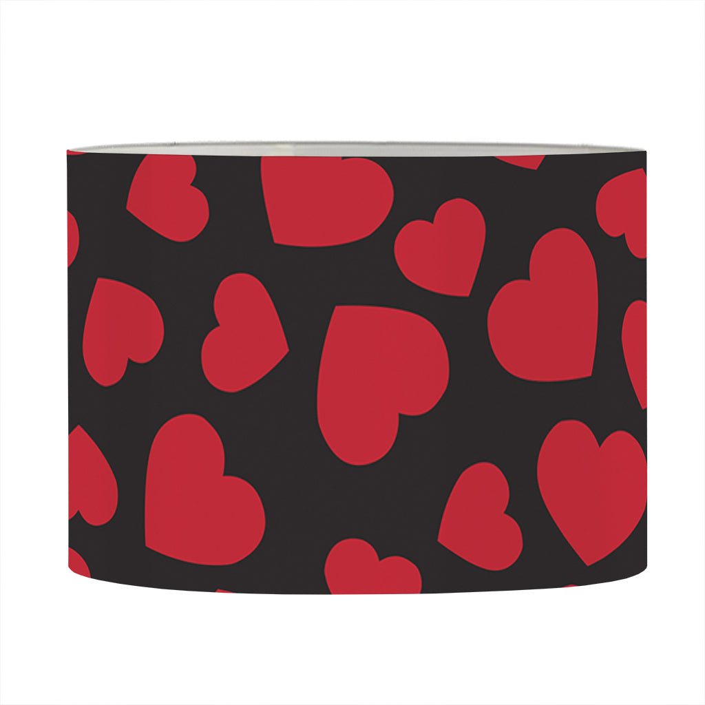 Red And Black Heart Pattern Print Drum Lamp Shade