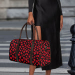 Red And Black Heart Pattern Print Duffle Bag