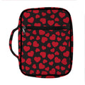 Red And Black Heart Pattern Print Front Pocket Bible Bag