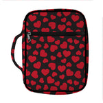 Red And Black Heart Pattern Print Front Pocket Bible Bag