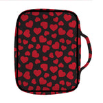 Red And Black Heart Pattern Print Front Pocket Bible Bag