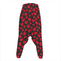 Red And Black Heart Pattern Print Hammer Pants