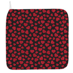 Red And Black Heart Pattern Print Hand Towel