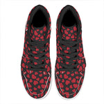 Red And Black Heart Pattern Print High Top Leather Sneakers