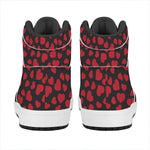 Red And Black Heart Pattern Print High Top Leather Sneakers