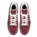 Red And Black Heart Pattern Print High Top Leather Sneakers