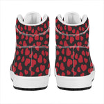 Red And Black Heart Pattern Print High Top Leather Sneakers