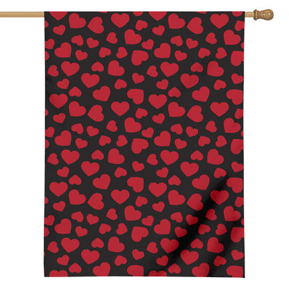 Red And Black Heart Pattern Print House Flag