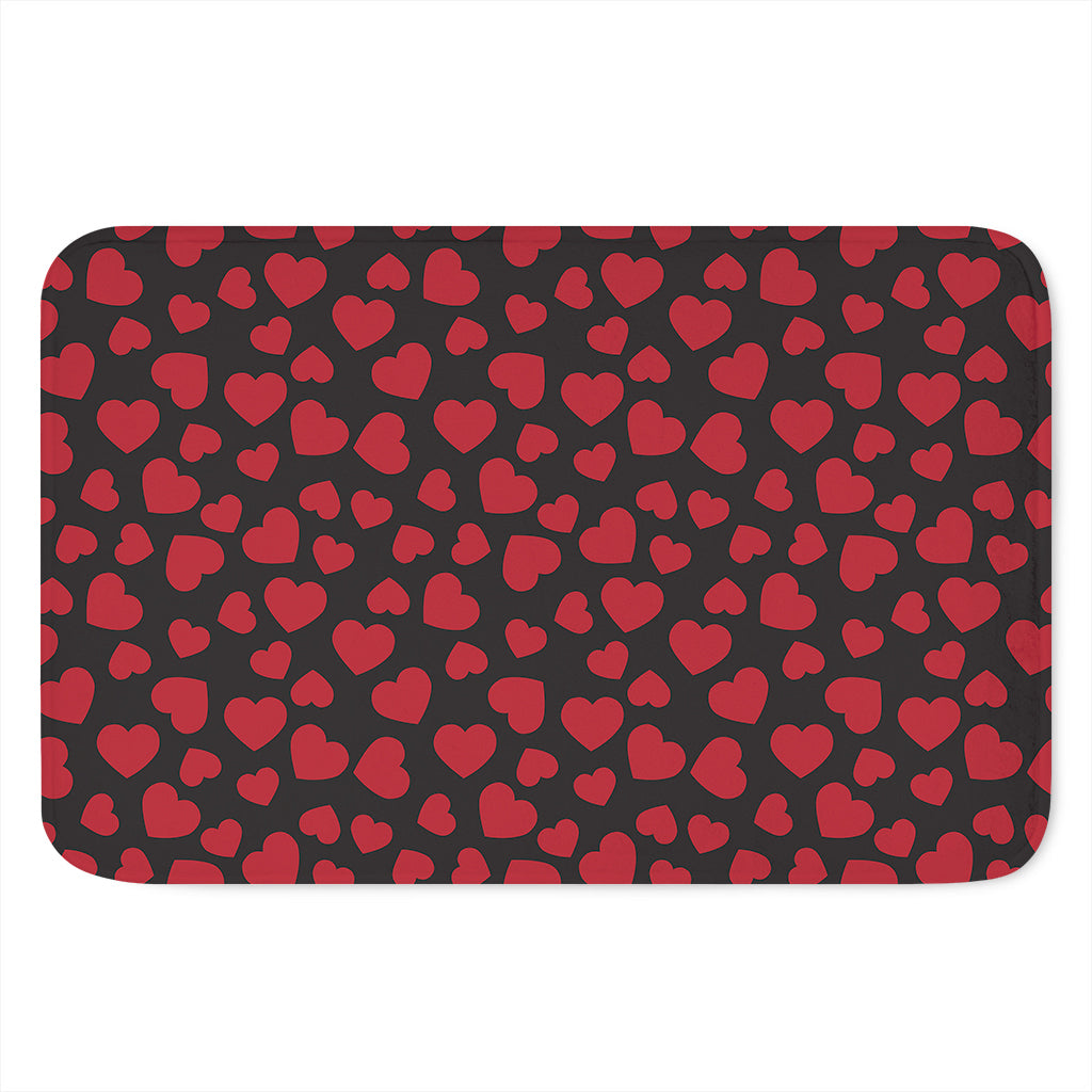 Red And Black Heart Pattern Print Indoor Door Mat