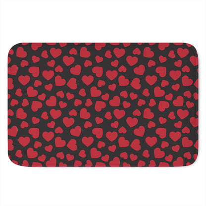 Red And Black Heart Pattern Print Indoor Door Mat