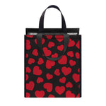 Red And Black Heart Pattern Print Insulated Lunch Tote