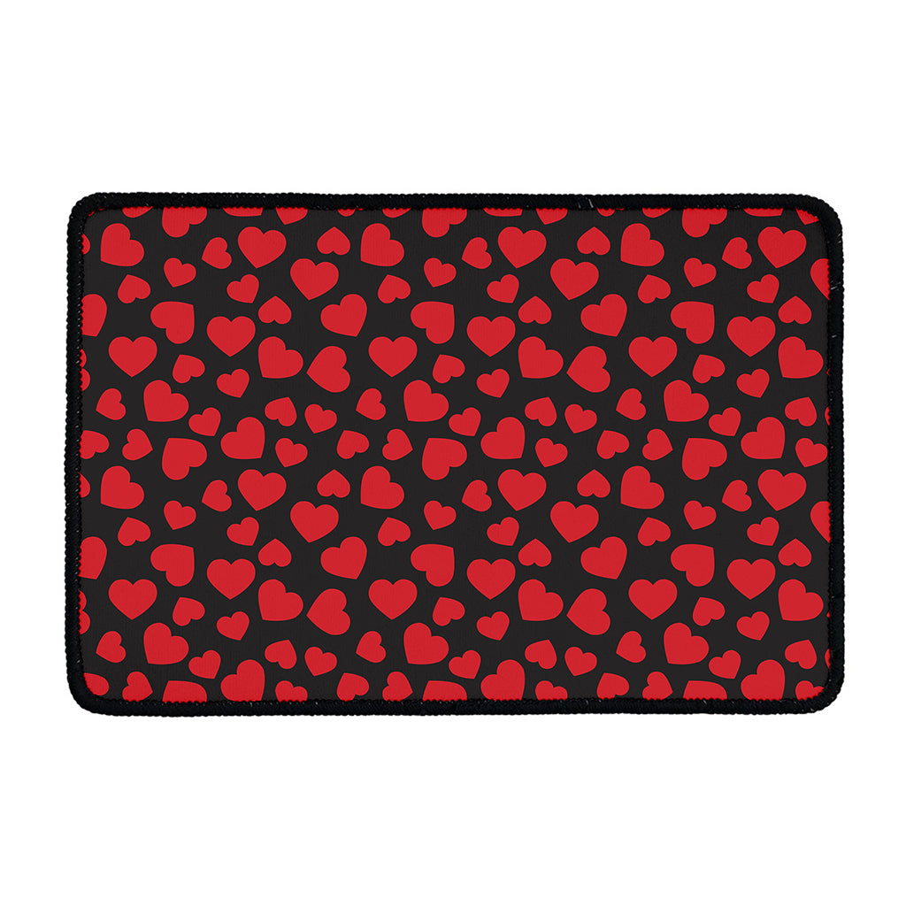 Red And Black Heart Pattern Print Kitchen Mat