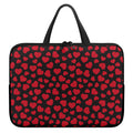 Red And Black Heart Pattern Print Laptop Sleeve With Handle