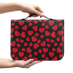 Red And Black Heart Pattern Print Leather Bible Cover