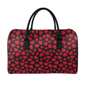 Red And Black Heart Pattern Print Leather Duffel Bag