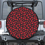 Red And Black Heart Pattern Print Leather Spare Tire Cover