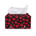 Red And Black Heart Pattern Print Leather Tissue Box Cover