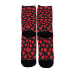 Red And Black Heart Pattern Print Long Socks