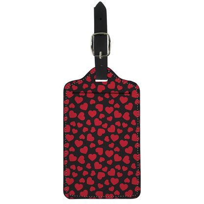 Red And Black Heart Pattern Print Luggage Tag