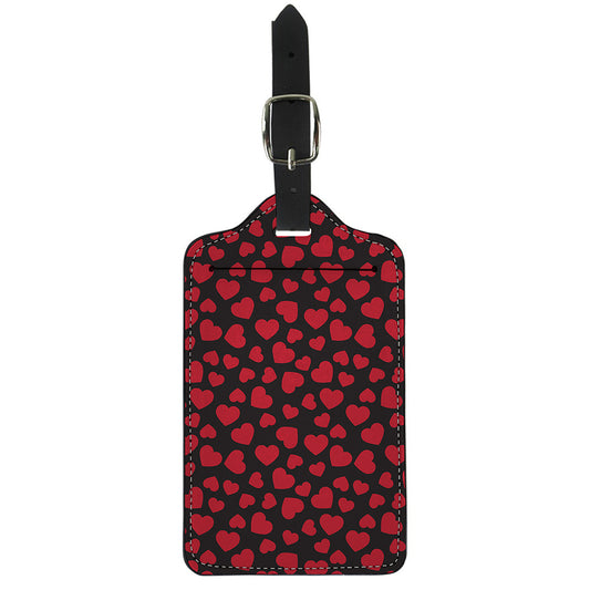 Red And Black Heart Pattern Print Luggage Tag