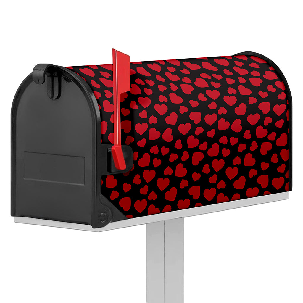 Red And Black Heart Pattern Print Mailbox Cover