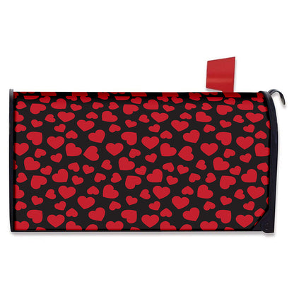 Red And Black Heart Pattern Print Mailbox Cover