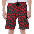Red And Black Heart Pattern Print Men's Beach Shorts