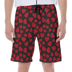 Red And Black Heart Pattern Print Men's Beach Shorts