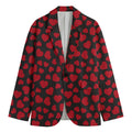 Red And Black Heart Pattern Print Men's Blazer