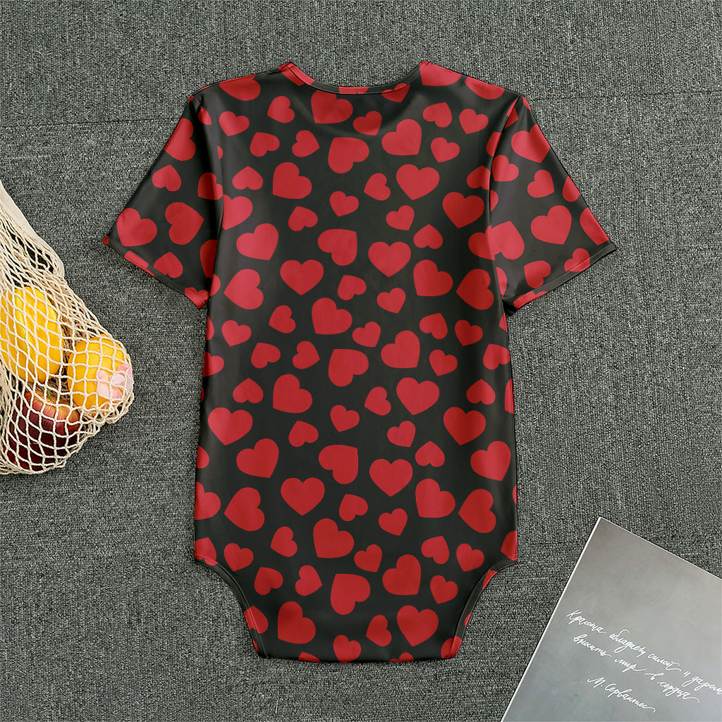 Red And Black Heart Pattern Print Men's Bodysuit