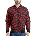 Red And Black Heart Pattern Print Men's Bomber Jacket