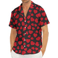 Red And Black Heart Pattern Print Men's Deep V-Neck Shirt