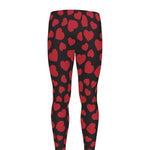 Red And Black Heart Pattern Print Men's leggings