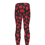 Red And Black Heart Pattern Print Men's leggings