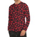 Red And Black Heart Pattern Print Men's Long Sleeve Rash Guard