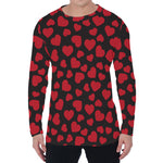 Red And Black Heart Pattern Print Men's Long Sleeve T-Shirt