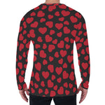 Red And Black Heart Pattern Print Men's Long Sleeve T-Shirt